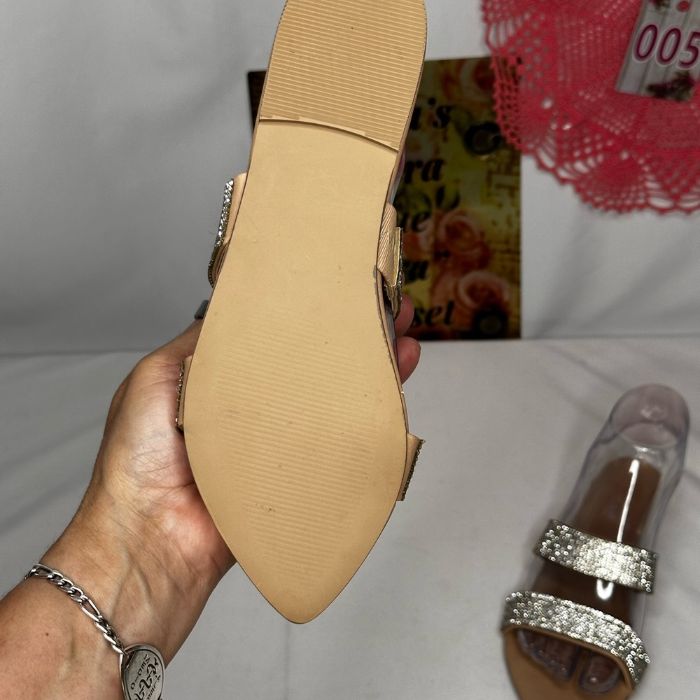 NW/OT ShoeDazzle Slide Sandals with Silver Crystal Straps Size 5.5 - Picture 5 of 10